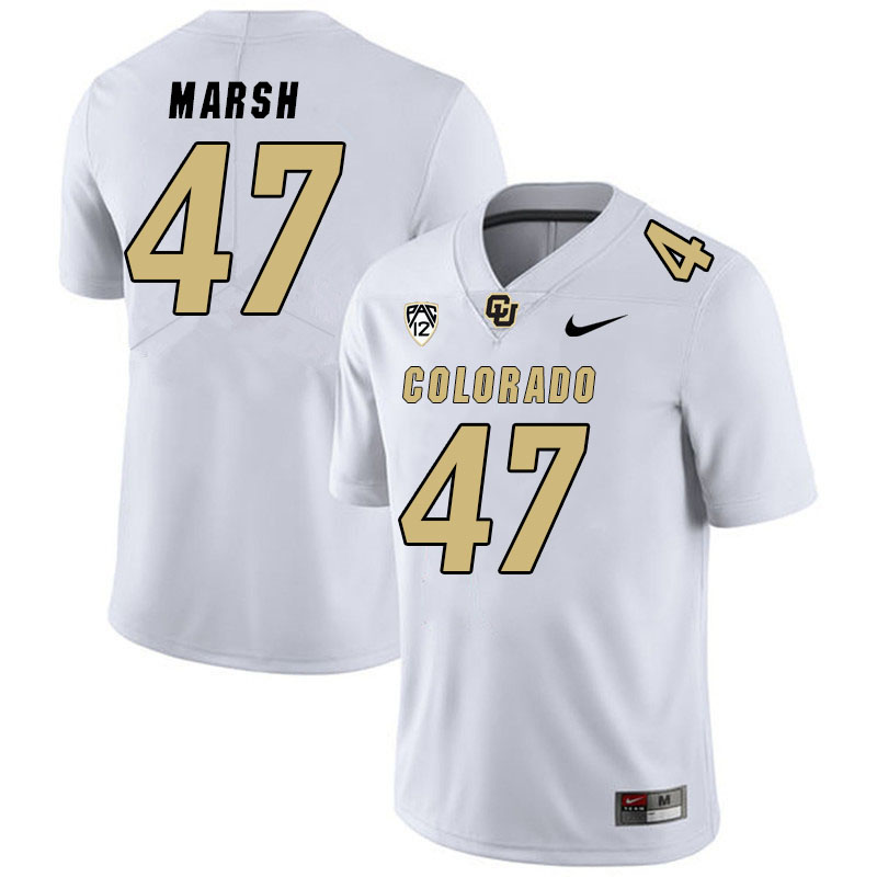 Men #47 Gavin Marsh Colorado Buffaloes College Football Jerseys Stitched Sale-White - Click Image to Close